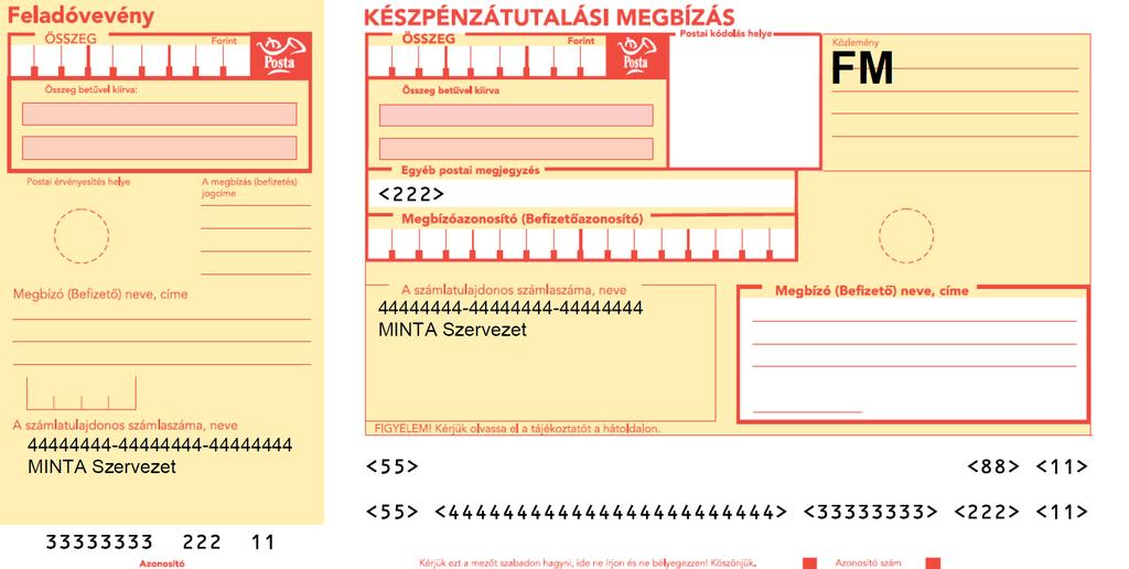 Készpénzátutalási megbízás alap megszemélyesítése 1/A.
