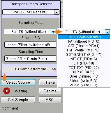 Data Analyzer 73 A TS bájtjait szemléltető táblázat alatt több vizsgáló modul található. Első lépésként kattintsunk a [Select Source] gombra. A 36.