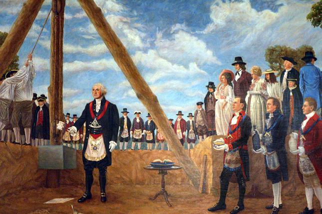 George Washington leteszi a Capitolium alapkövét, nyakában szabadkőműves szimbólumok A hamburgiak nem csak a külvilágot szeretnék megszólítani, hanem a világ többi szabadkőművesét is: szeptember 28.
