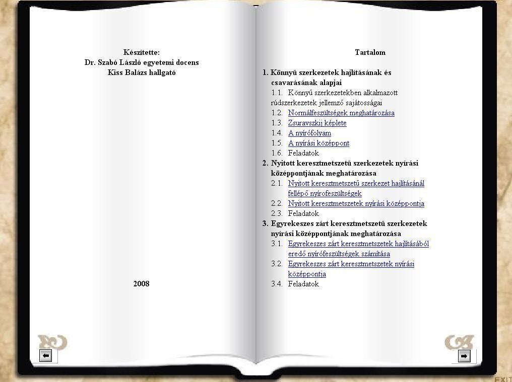 2. ábra A kiválasztott témarészre kattintva olyan szakmai részek tárulnak fel a felhasználó előtt, ami elengedhetetlenül szükséges a tényleges megértéshez, valamint szakterminológia készség szintű