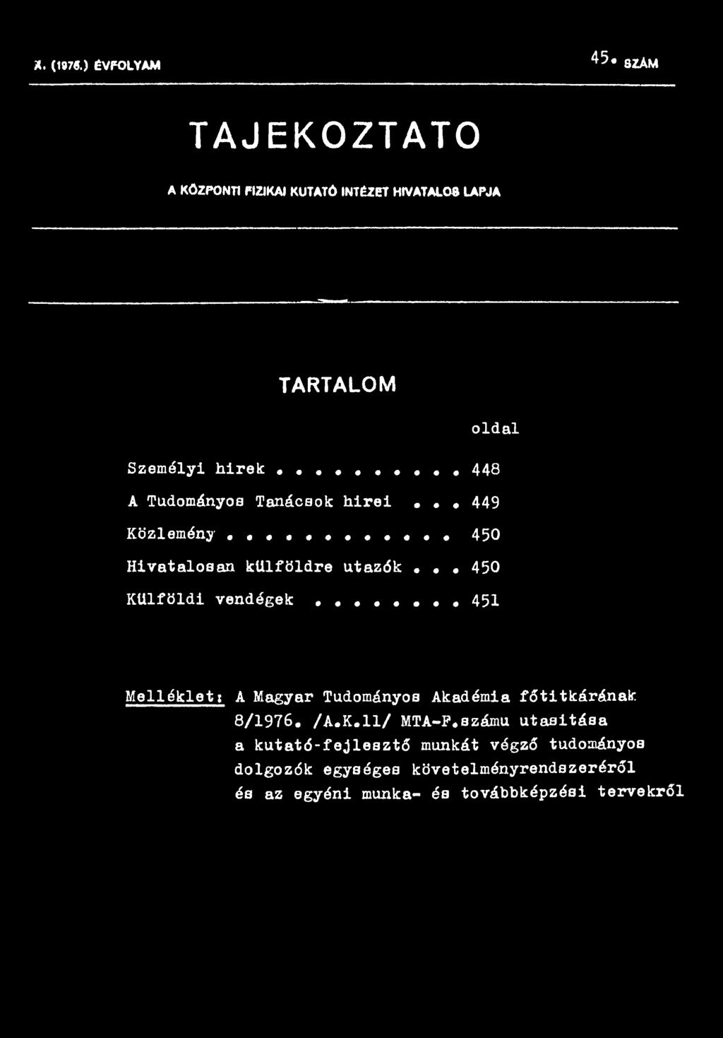 hirek 448 A Tudományos Tanácsok hirei.