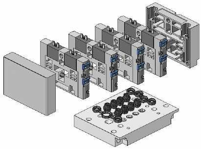 ábra: CPV szelepsziget pneumatikus multipóllal Ez a gyártmány 40x40 mm-es raszterben készül, a dinamikus teljesítőképesség ilyen kis méretekben valósul meg.