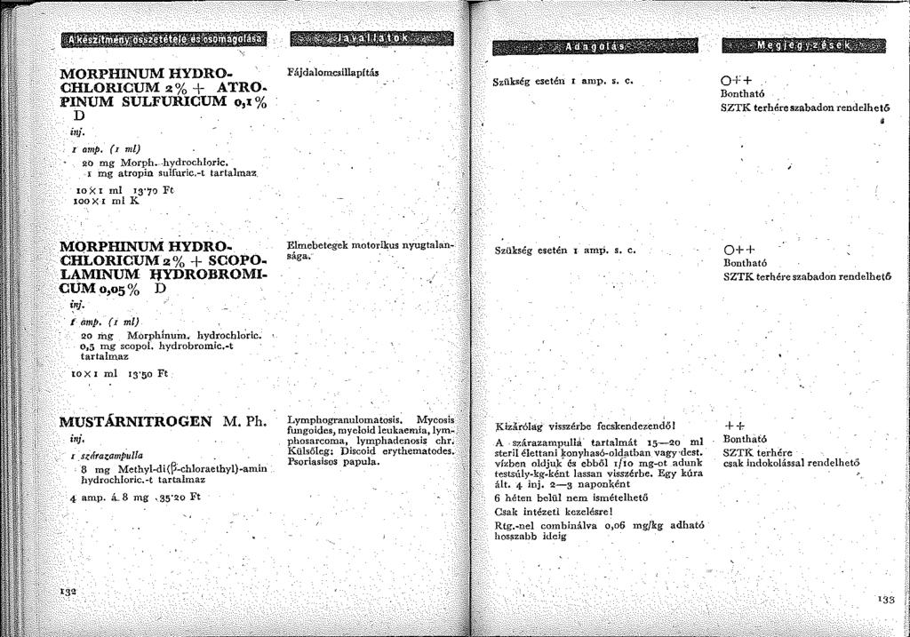 MORPHINUM HYDRO. CHLORICUM 2% ATRO. PINUM SULFURICUM o, x% D inj. Fájdalomcsillapítás Szükség esetén I amp, s. c. O SZTK terhére szabadon rendelhetes 1 amp. (1 ml) 20 mg Morph. -hydrochloric.