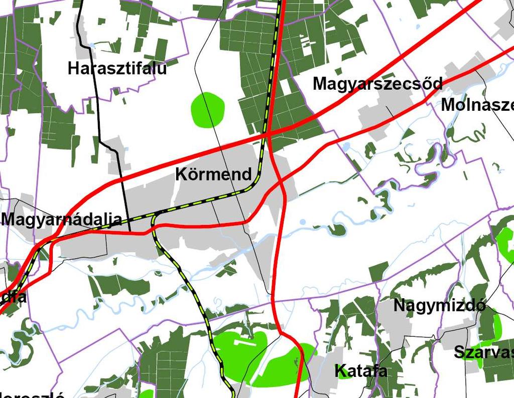 örmnd város lpülésrndzési szközink módosíás gyorsforglmi ú nyomvonl kijlölésévl s mgy TT II/.. sz. rvlp iváló rmőhlyi doságú rdőrül övz A kiváló doságú rdőrülk és rdőlpíésr lklms rül övzé módosíásr krülő lpülésszrkzi rvn lhárolásr krül.