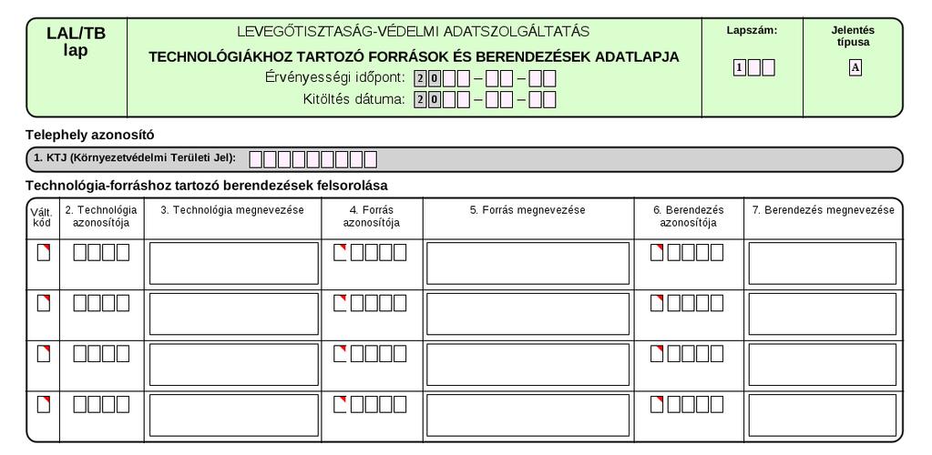 összhangban legyenek a LAIR Határérték kataszterével!!!! Pl.