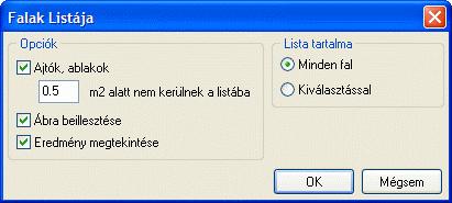 958 12.2. Listák A fallistában a program a réteges falakat rétegenként listázza.