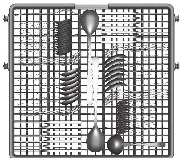 HU Evőeszköz rekesz Az evőeszközöket úgy helyezze be, hogy azok ne érintsék egymást! Ellenőrizze a megfelelő elhelyezést a minőségi mosogatás érdekében!