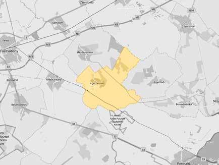 Egerfarmos elhelyezkedése egész környezetében, főként Egerlövő Borsodivánka, Poroszló és Sarud irányában.