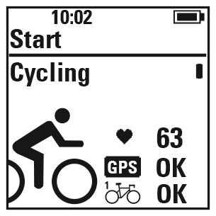 Ha beállította a GPS funkciót ezen a sportprofilon és/vagy egy kompatibilis Bluetooth Smart sensor eszközt használ, akkor használat közben az M460 automatikusan elkezdi keresni a jelet.