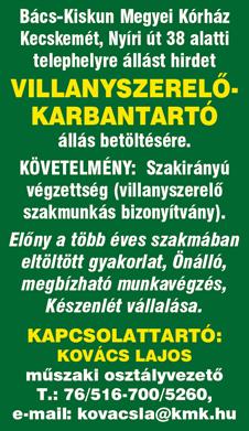 Érdeklődni lehet az alábbi telefonszámon: +36 30 476 9819 partnerünkhöz keresünk betanított munkás, géplakatos, CNC-gépkezelő, autószerelő, villanyszerelő munkakörbe dolgozókat.