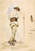 Jelmezterv ceruza, akvarell, papír, 188 188 mm j. n.