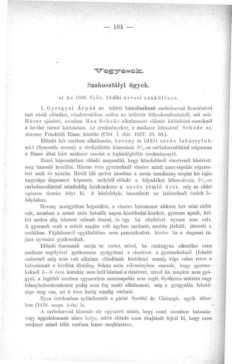 164 "Vegyeseid,, Szakosztályi ügyek. a) Az 18