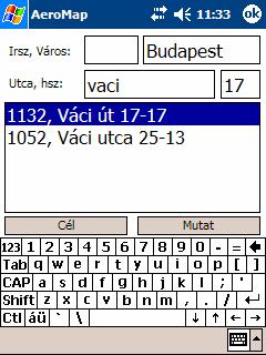 A [Fájl] menüben a [Cím] almenüt választva nyílik lehetőség az új elvű keresés és címkiválasztás megkezdésére. A címkiválasztó ablak lényege, hogy uticélunkat egy lépésben választhassuk ki.