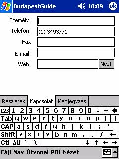 Ha a térképen előzetesen kijelölünk egy pontot akkor a saját POI rögzítést a POI/Pont rögzítés menüből is kezdeményezhetjük.
