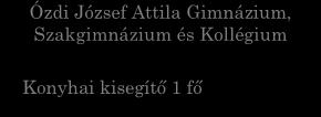 fő Takarító 2 fő Gépkocsivezető 1 fő Számviteli és