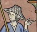 kép Szalmakalap (Morgan Bible) A fentebbi képen valószínűleg egy szalmakalapot láthatunk, mely a szegényebb réteg számára könnyen és olcsón elkészíthető mivel egyszerű anyagból anyagában szőtt.