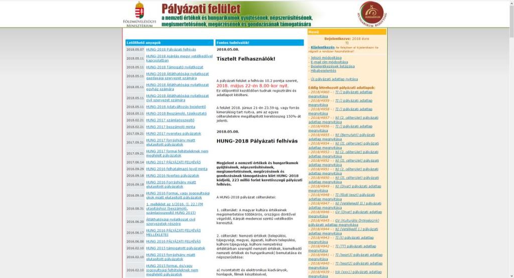 pályázatainkat.