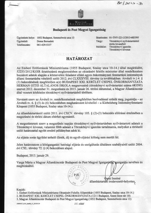Az intézmény