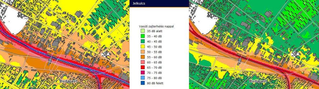 A Gyömrői út felől jelentős forgalmi terhelés éri a területet. Zajterhelés forrás: geoportal.
