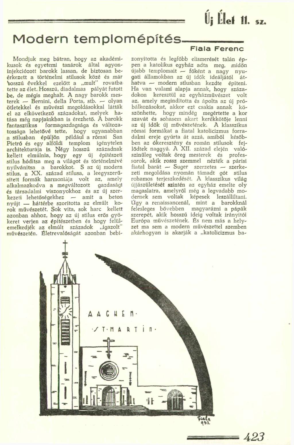 Modern templomépítés. Új Élei If. SZ.
