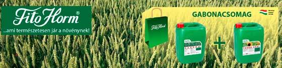 CSOMAGAJÁNLATOK 2018 GABONACSOMAG: FitoHorm Gabona 20 L Kén 20 L (7 ha / csomag) REPCECSOMAG: Polybór 140 20 L Kén 20 L (7 ha / csomag) KUKORICACSOMAG: Nitrogén 100 L Cink 20 L (10 ha / csomag)