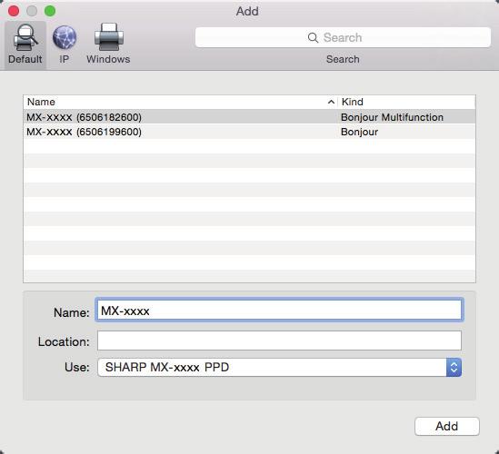 Tartalomjegyzék Mac OS / A nyomtató meghajtó telepítése 11 Klikkeljen az [Default] ikonra.