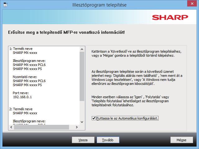 Tartalomjegyzék Windows / A telepíteni kívánt szoftver kiválasztása A nyomtató meghajtó / PC-Fax illesztőprogram telepítése (normál folyamat) Standard telepítés / Egyedi telepítés 5 Kövesse a