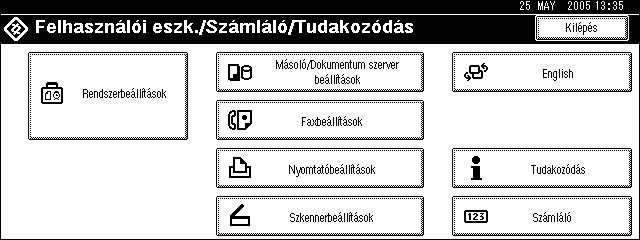 Átvitel Célállomások regisztrálása a Címlistán 1 Regisztrálhat faxszámokat, e-mail címeket, IP fax célállomásokat és mappa célállomásokat a Címlista kezelés segítségével az Adminisztrátori eszközök