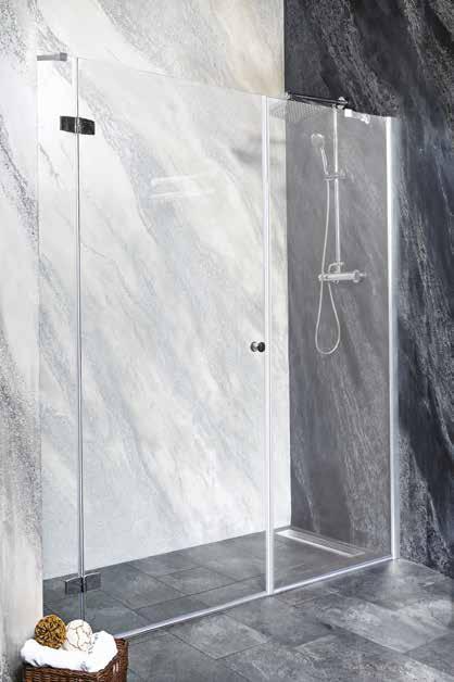 symphony & young Symphony & Young kombináció épített zuhanyfülkéhez zuhanyfal és nyílóajtó kombinációja lehetővé teszi a fülkén kívüli tér jobb kihasználását, megőrizve a zuhanyfülke tágasságát.