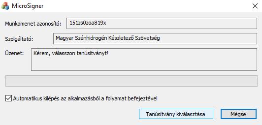 folyamatot végigkövetve hajtható végre az eletronikus aláírás: A számítógép az Aláírás gomb megnyomását követően