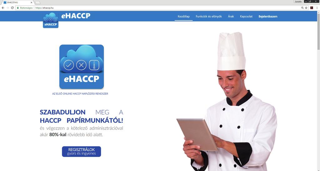 AZ ELSŐ ONLINE HACCP NAPLÓZÁSI RENDSZER TESZTELÉSI SEGÉDLET regisztráció I első