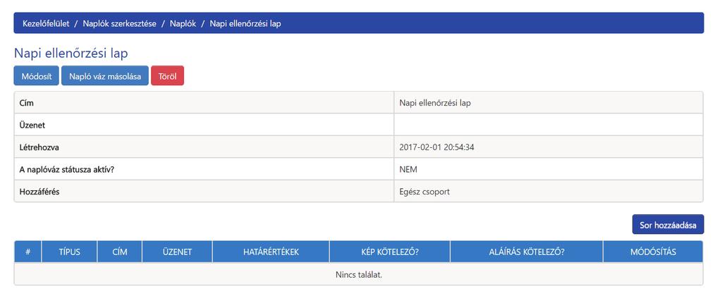 Első naplóváz elkészítése 6 Naplóváz tartalmának