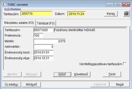 - kiegészítő árunyilatkozat azonosító és tételsorszám (Kieg. EV azon és Kieg. EV Tételssz.