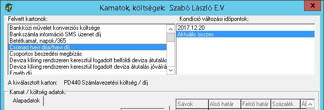 Az ügyfél megfelelő számláján állva be kell lépni a Számla AdatokKondíciók, azon belül is a Kamatozási adatok megtekintése /