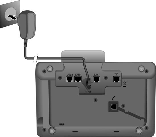 Első lépések 3. A bázisállomás csatlakoztatása a hálózati csatlakozóaljzathoz 3 1 2 1 Húzza be a tápkábel kis csatlakozódugóját hátulról a készülékházon levő bemélyedésbe.