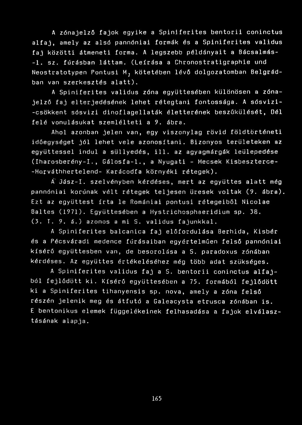 Spinif erites validus zóna együttesében különösen a zónajelző faj elterjedésének lehet rótegtani fontossága.