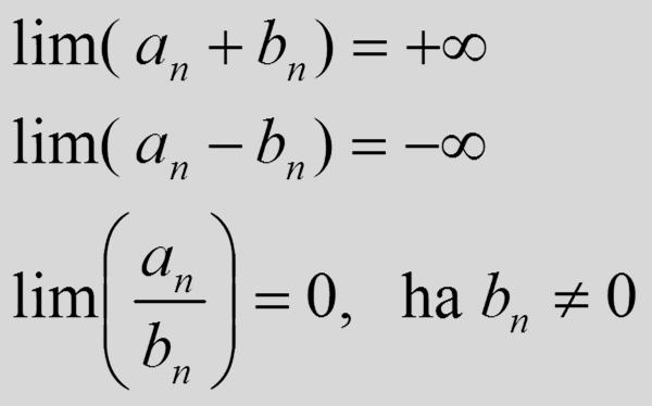 Tétel: Legyen az {a n } n N Ekkor sorozat korlátos, és lim {b n } n N = +.