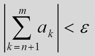 Tétel ( Cauchy-féle konvergencia kritérium): A sor akkor és csak akkor konvergens, ha mindenε>0-hoz létezik olyan N(ε) természetes szám, hogy minden olyan m, n természetes szám-párra, amelyre m > n