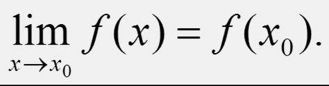 Függvények folytonossága Az f függvényt az x 0 D f helyen folytonosnak nevezzük, ha létezik a függvénynek az x 0 helyen a határértéke és az egyenlő a függvény helyettesítési értékével, azaz Az f