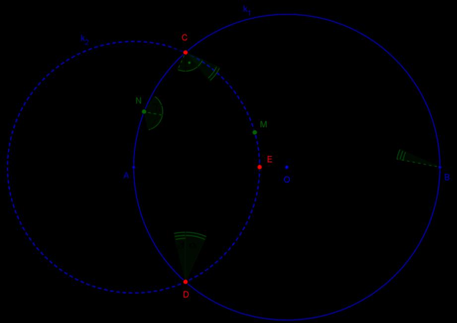 Messe az AB átmérőjű k kört a C és D pontokban az A középpontú k kör A k körnek az AB átmérőre eső pontja legyen E!