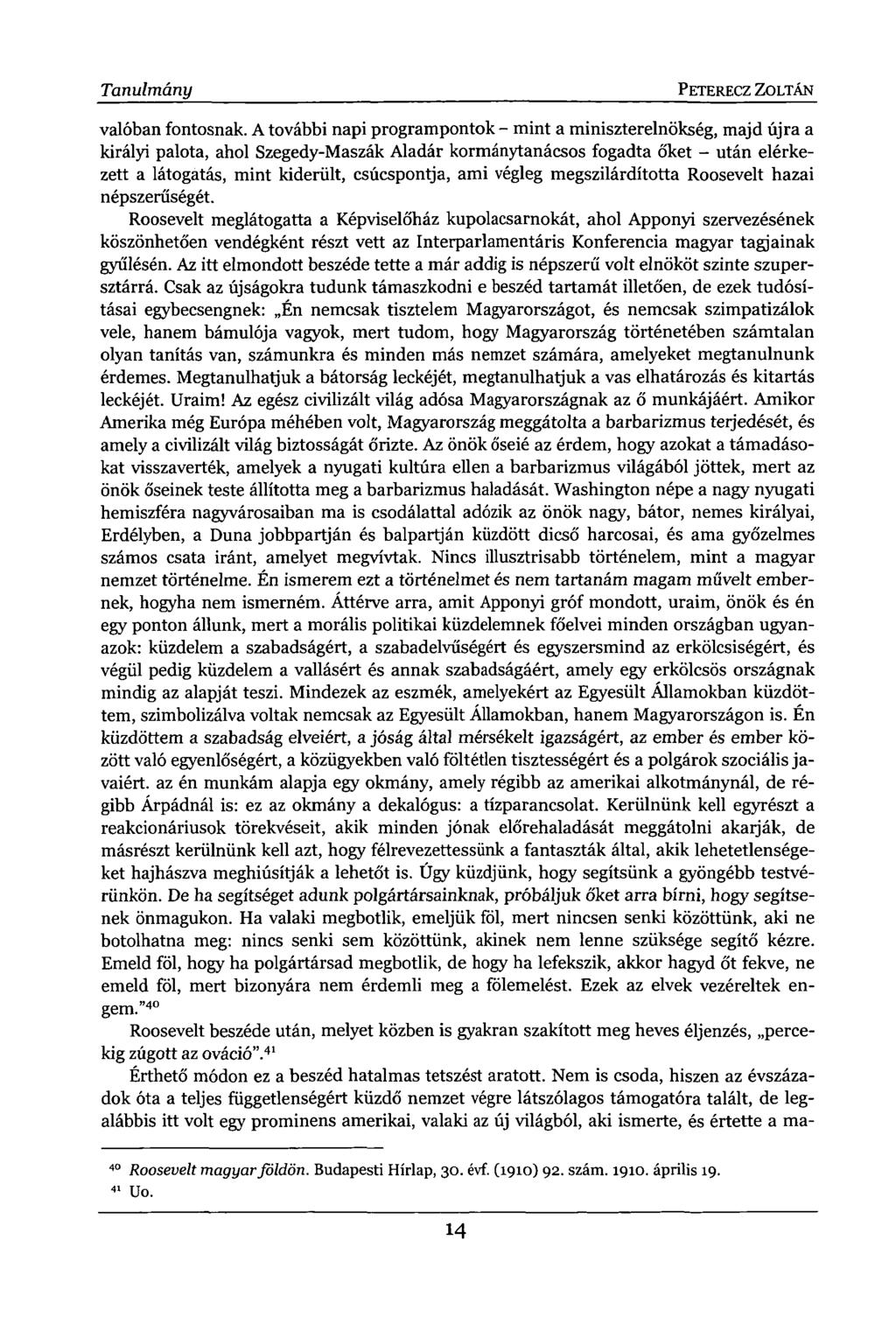 Tanulmány PETERECZ ZOLTÁN valóban fontosnak.