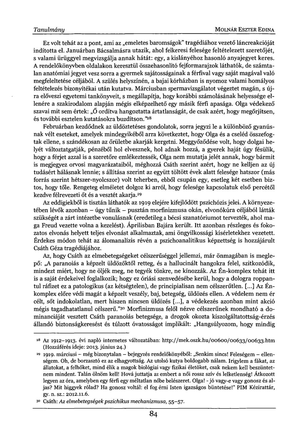 Tanulmány MOLNÁR ESZTER EDINA Ez volt tehát az a pont, ami az emeletes baromságok" tragédiához vezető láncreakcióját indította el.