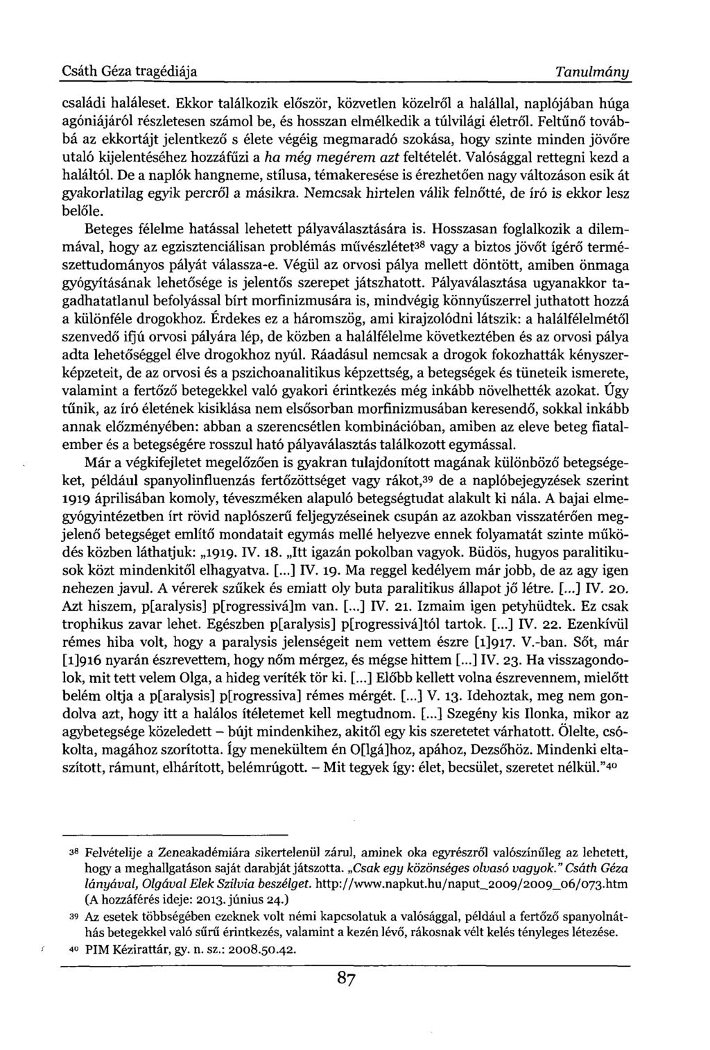 Csáth Géza tragédiája Tanulmány családi haláleset.