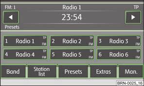 RADIO üzemmód RADIO főmenü Működtesse a RADIO gombot - RADIO főmenü Band funkciógomb FM - FM frekvenciatartomány AM - AM frekvenciatartomány 4.