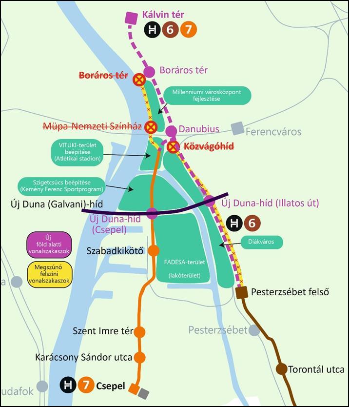 A H6 és H7 vonal integrálása a városi kötöttpályás közlekedési hálózatba (tanulmánytervi javaslat) Indokoltság: a jelenleg a H6 és H7, valamint a 150.