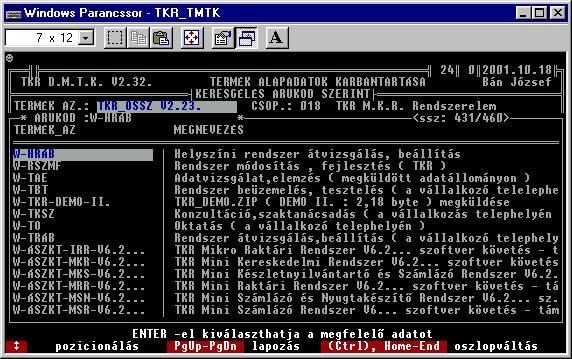 3.1.1. Termék adatok : A