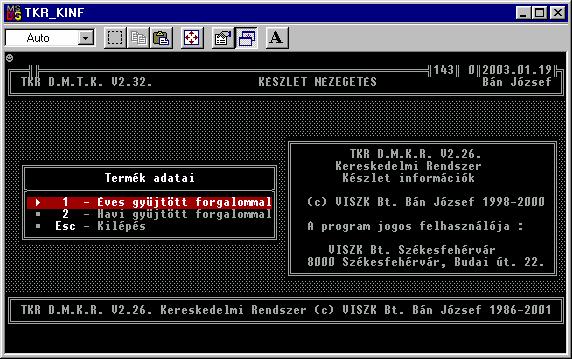 - 114-17. Vezetői információk : 17.1. Készlet nézegetés : A