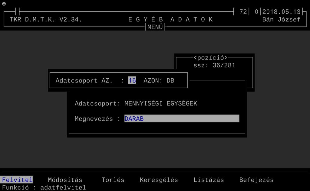 karbantartás és felhasználás miatt az adott rendszer változatokban a különböző ( de azért együtt is értelmezhető ) adat típusokat összevontan tároljuk( SZOTAR.