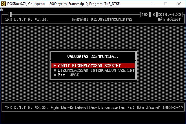 bizonylatformátumban ( értékesítés esetén nem számla ) az adott
