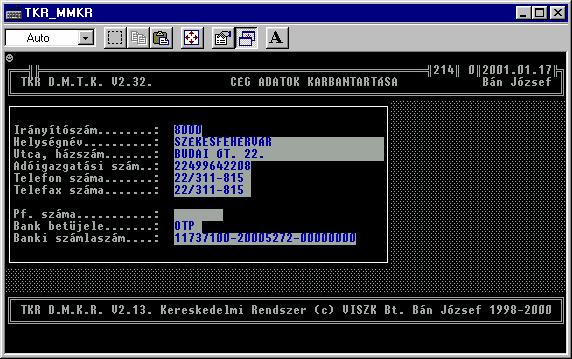- 54-8.2. Cég adatok : 8.3.